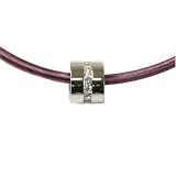 Necklace Stainless Steel CZ Swarovski Diamonds Barrel Pendent with Silk Cord Plum Necklace
