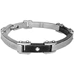Stainless Steel Polished Bracelet with Cubic Zirconia - 8'' long