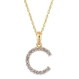 14K Gold Diamond Initial Pendant w/ Chain