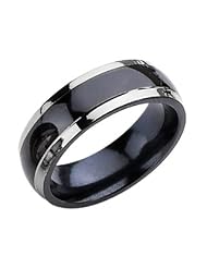 Mens Chisel 7mm Two-Tone Titanium Wedding Ring, Size 11 by 
