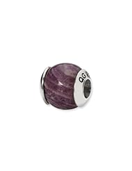 Sterling Silver Charoite Variegated Stone Charm for 3mm Bracelets