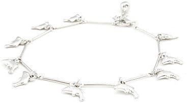 ZHYU Dolphin Shape with Single Tinkle Bell Sliver Plated Anklet