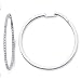 14k White Gold Large Pave Diamond Hoop Earrings 1.06 ct (G-H Color, SI2 Clarity)