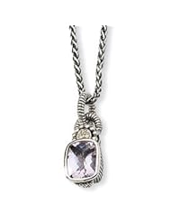 Antique Sterling Silver Diamond & Pink Amethyst Necklace