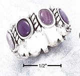 Sterling Silver Continuous Alternating Purple Shell Rope Bar Ring - Size 8.0
