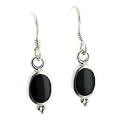 Simple Elegant Black Onyx Sterling Silver Hook Earrings