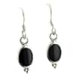Simple Elegant Black Onyx Sterling Silver Hook Earrings