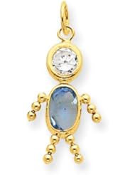 14k Gold March Boy Birthstone Charm