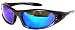 Lunette de soleil homme gris avec une monture foncée et verres verts bleutés réflectifs et polarisés, lunettes de soleil sport homme, lunettes de soleil polarisées sport homme + pochette , cordon, et chiffon