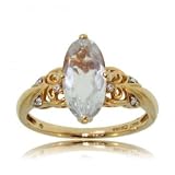 New Blue Oval Shape Aquamarine Diamond Yellow Gold 14K Ring