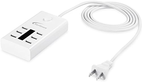 Senbowe™ Family-Sized 6-Port Multiple Desktop USB Wall Charger/Portable Travel Charger Adapter/AC USB Power Adapter Charging for iPhone 6, 6 Plus, 4, 4s, 5, 5S, 5C, Galaxy S5,S4, S3, Note 3, Note 4, iPad Air,iPads, iPods, Smartphones, also fit for Bluetooth Headset and Bluetoth Speakers