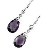 14K White Gold Amethyst Earring