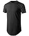 Mens Hipster Hip Hop Basic Long T-Shirt with Zipper Trim (Large, 1rd03_Black)