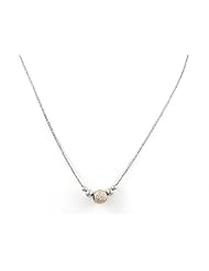 Officina Bernardi Silver and Rose 8MM Pave Ball Drop Necklace