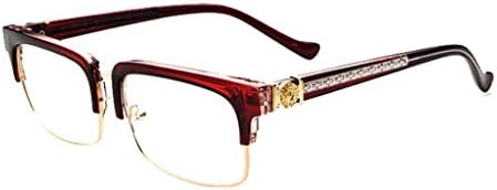 WenVen Vintage Inspired Classic Half Frame Horn Rimmed Clear Lens Glasses(Red,One Size)