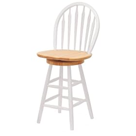 Click here to buy Winsome Wood 24-Inch Windsor Swivel Seat Barstool, Natural White by Winsome Wood.