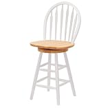 Winsome Wood 24-Inch Windsor Swivel Seat Barstool, Natural/White (Kitchen)