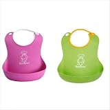 BABYBJORN 2 Count Soft Bib, Pink and Green