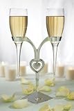 Weddingstar Clear Glass Flutes with Silver Plated Stand