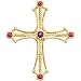 14K Yellow Gold Genuine Amethyst and Ruby Cross title=