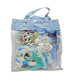 Three Baby Teether/ Rattles In Gift Bag For Boy