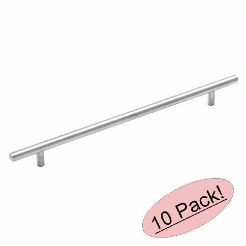 Amerock BP19013-SS Stainless Steel Cabinet Hardware Euro Style Bar Pull - 10 Inch (256mm) Hole Centers - 13-1/4