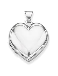 Genuine IceCarats Designer Jewelry Gift 14K White Gold Polished Heart-Shaped Domed Locket