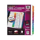 Avery Extrawide Ready Index Dividers, 10 Tab, Laser/Ink Jet, 9.5 x 11 Inches, Assorted, 10 per Set (11165)