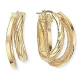 Image of 9ct Double Hoop Earrings with a Greek Key Motif. Beautiful presentation gift box and anonymous outer packaging. Money back if not 100% delighted