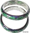 Mother Day Gift - Sterling Silver Bangle Bracelet Pair with Enamelled Painting 64 gms. 2.6 inches (esbn064)
