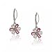 Pear Pink & White Topaz Dangle Flower Earrings in 10K Solid White Gold