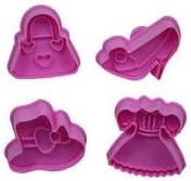 crocagabana® 4 pcs Cake Decorating Cookie Mold Cutter Plunger (High-heeled Shoe,Dress,Handbag)
