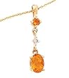 14k Gold, Citrine & Diamond 3 Stone Drop Pendant