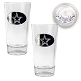 Dallas Cowboys 2pc 16oz Pint Ale Glass Set with Football Bottom - Oval Logo NFL Football