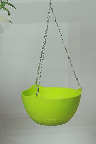 3 Pcs Hanging Chain Planter Indoor Outdoor Basket Flower Plant Pot Planter, Color (Green)