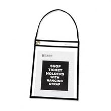 C-Line 41922 Shop Ticket Holders with Clear Front/Back, Black Stitching/Strap, 15/box