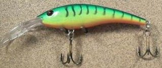 JLVLures JLV Lures Curved Minnow Freshwater Diver Glitter Firetiger : Walleye Sauger Pike Bass Steelhead Crankbait Deep Troll Tantalizing Curve Body Wobble Kicking Rattle Rattling Trolling Casting Cast Treble Bronze Hook Darting Structure Fishing Gravel Bottom Rock Stump