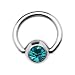 18 Gauge 1/4" Blue Zircon BCR Captive Ring