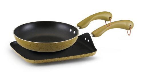 Paula Deen Signature Porcelain 9″ Nonstick Skillet & 11″ Green Nonstick Square Griddle