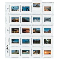 Print File Archival 35mm Slide Pages Holds Twenty 2" x 2" Mounted Transparencies, Top Loading, Pack of 100
