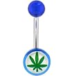 Blue Acrylic Hemp Leaf Logo Belly Button Ring