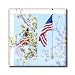 Spring Flowers and American Flag Abstract - 8 Inch Ceramic Tile