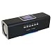 Stereo Lautsprecher / Boxen / Soundstation / Lautsprechersystem 6in1 für PC, LAPTOP, NETBOOK mit eingebautem Radio, Wecker, Uhr, USB-Slot, Micro-SD Kartenslot & 3,5mm Klinkenanschluss - Farbe: schwarz - inkl. original arcotec Handybändchen/Schlüsselband