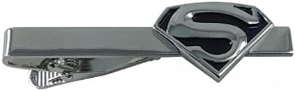 Men's Black And Silver Superman Logo Tie Clip Tie Bar