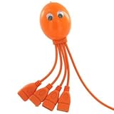 Octopus 4 Port USB Hub High Speed 4-Legged Octopus - Orange