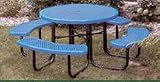 46 Portable Round Picnic Table With Vinyl Clad Expanded Steel Top and 4 Seats