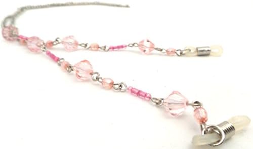 Bundle - Decorative Beaded Eyeglass Holder Necklace with a Microfiber Optical Cleaning Cloth (Pretty In Pink)