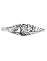 Amethyst Sibak Tatah Leaf Antique Design Bali Cuff Bracelet Bali Sterling Silver