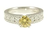 Gorgeous Fancy Yellow HTHP Diamond ring in 18kt gold - Amazing Diamond Mounting