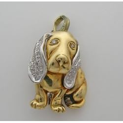 18k Yellow Gold Diamond Studded Puppy Pin by